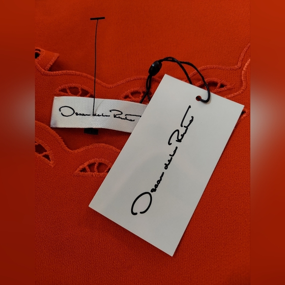 $3,190 OSCAR DE LA RENTA NEW 2020 ORANGE FLOWER CUT OUT KNIT DRESS US M L - Picture 6 of 9
